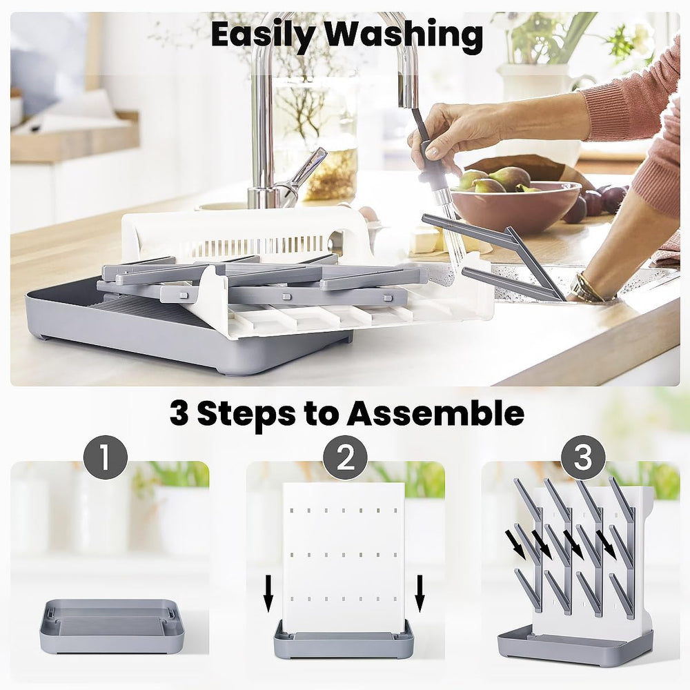 WillMall removable drain tray directs water away, keeping counters clean and dry.