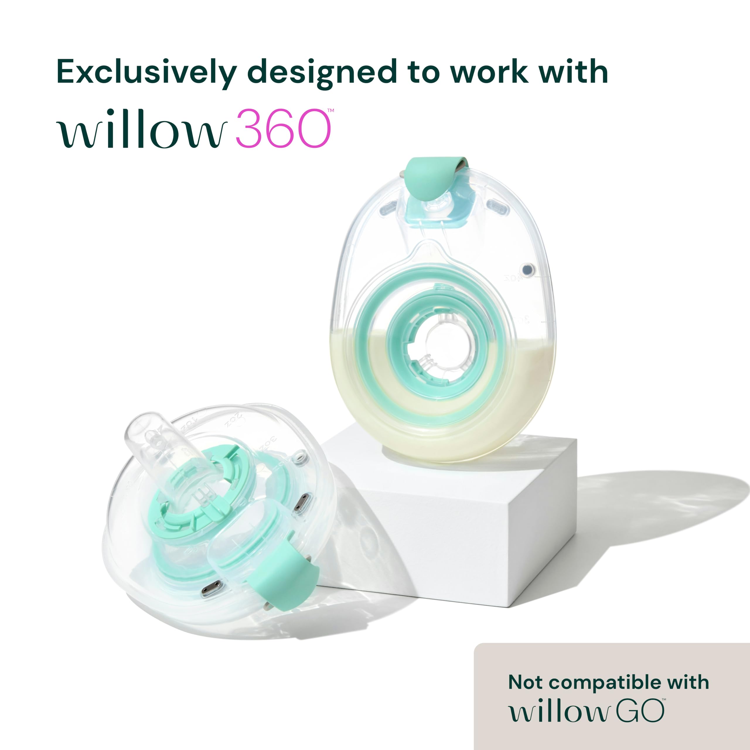 Willow 360 container in-bra fit enables discreet hands-free pumping.