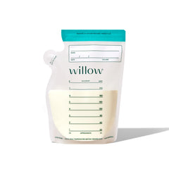 Willow 8oz breast milk storage bags in a 100-count pack for organized pumping storage