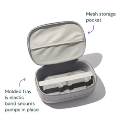 Willow breast pump carrying case-grey removable tray organizes pumps and accessories for on-the-go use