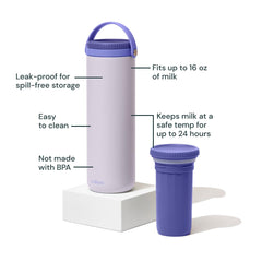 Willow 16oz stainless steel cooler stores up to 16 oz for on-the-go feeding.