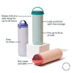 Willow cooler lid with gel ice pack keeps milk cool without extra ice.