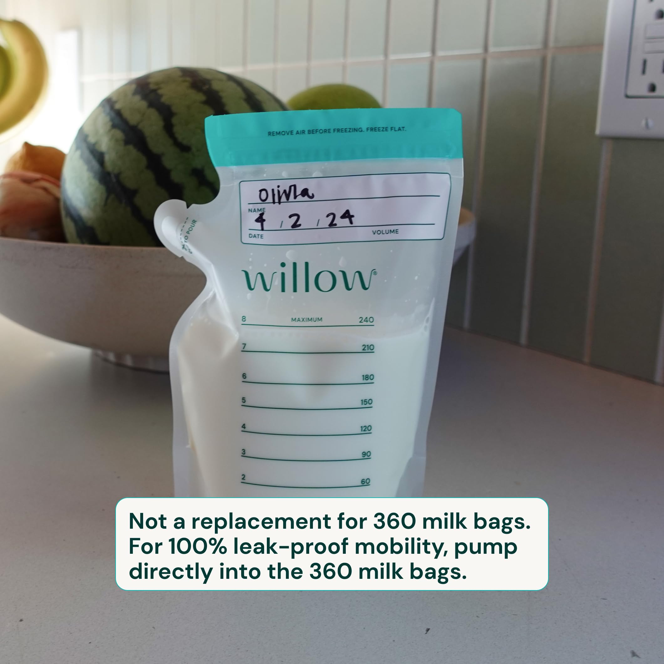 Willow bags designed for fridge and freezer storage to keep milk organized