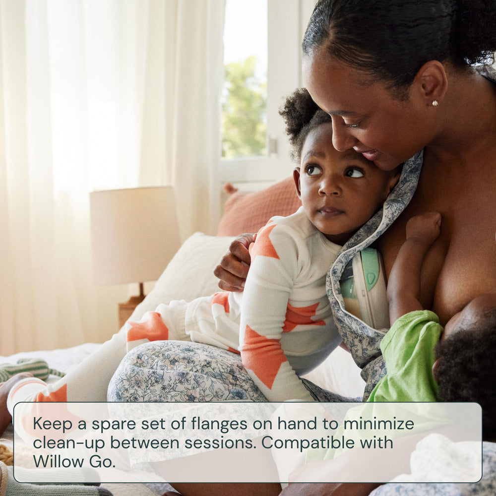 Willow Go cordless pumping in use, hands-free and unobtrusive while multitasking