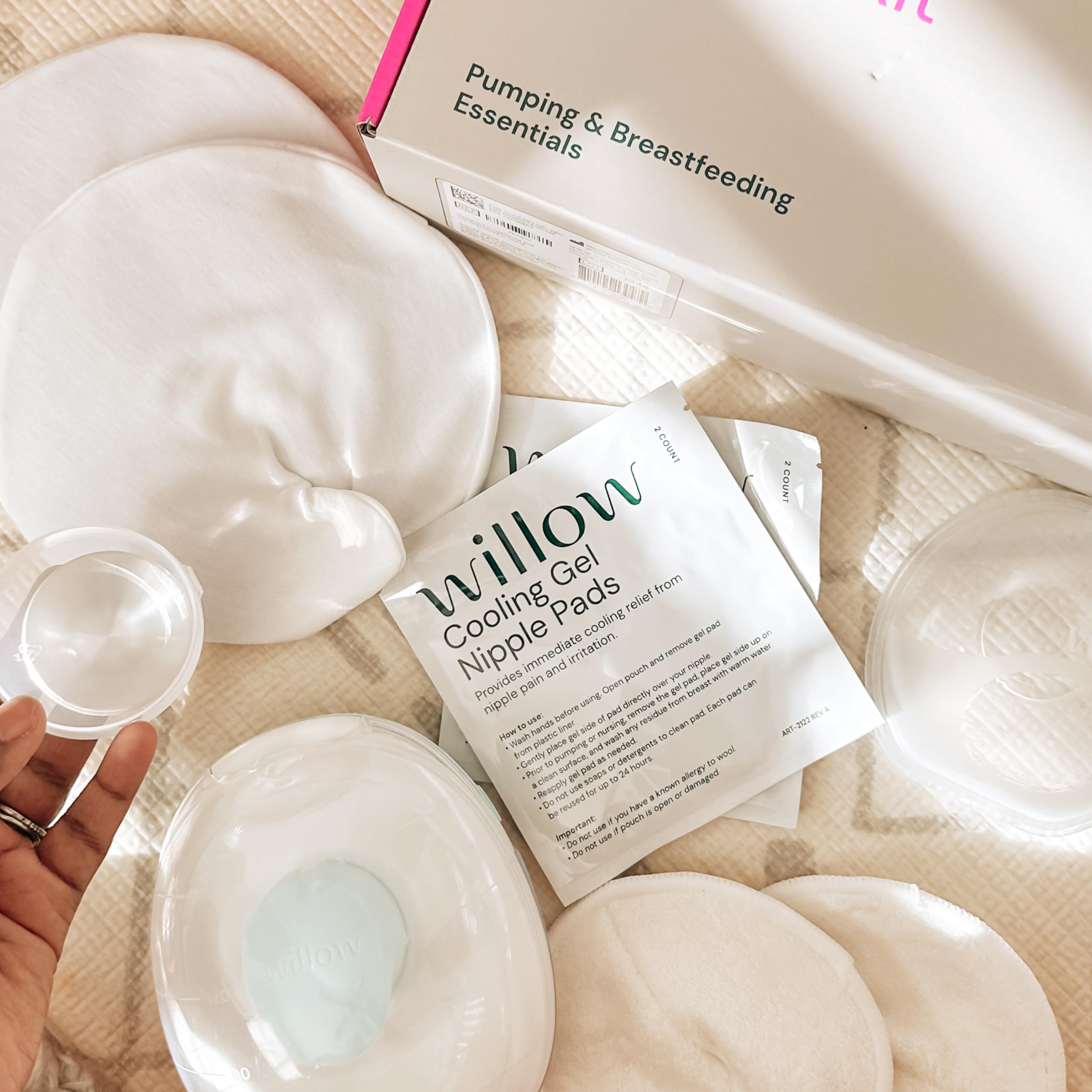 Willow nipple pads close-up shows hydrogel texture for gentle relief