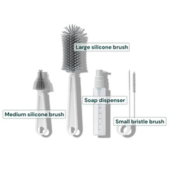 Willow medium silicone brush provides thorough cleaning of bottle parts