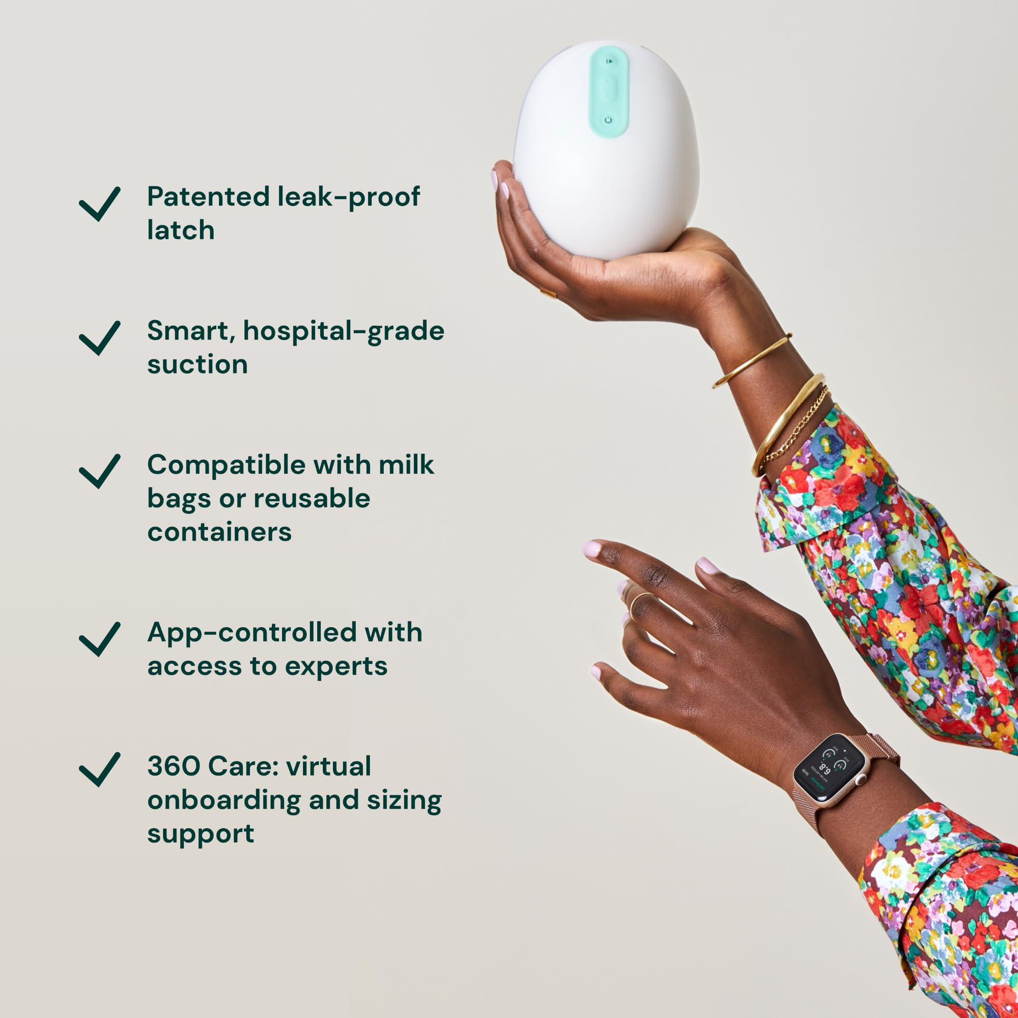 Willow 360 app control enables convenient pumping and access to expert content.