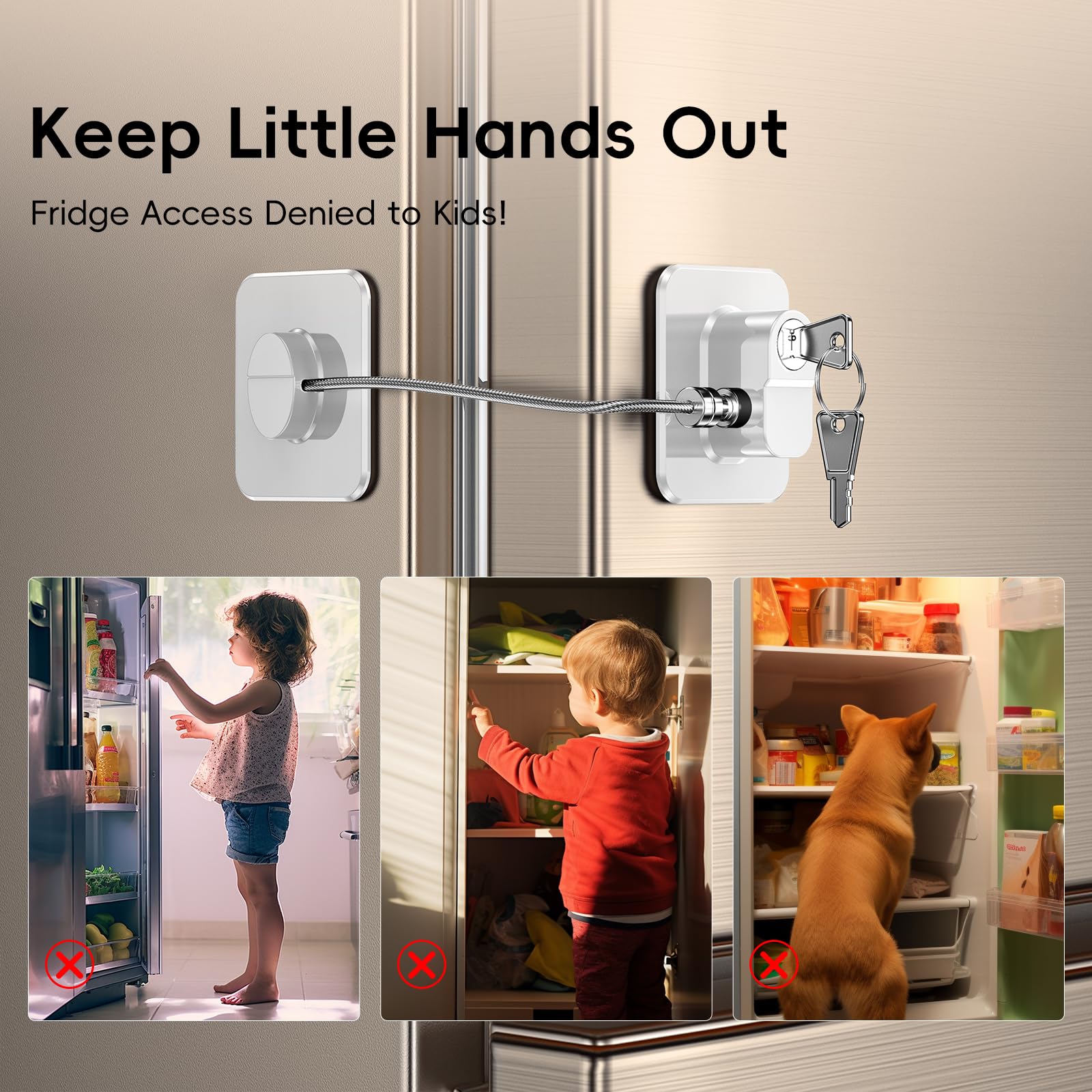WILNIRY 2-pack installed on fridge shows tool-free, quick security.