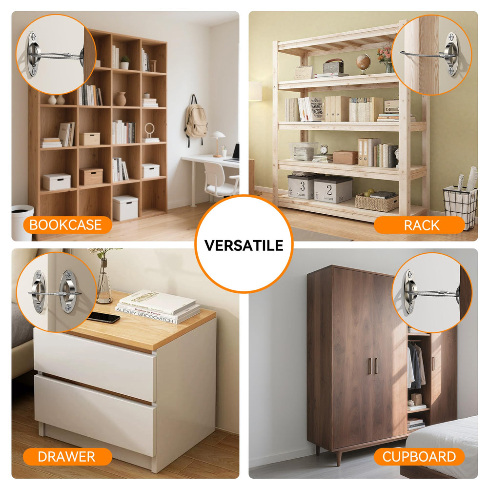 WILNIRY anti-tip anchor securing a dresser demonstrates wobble-free stability.