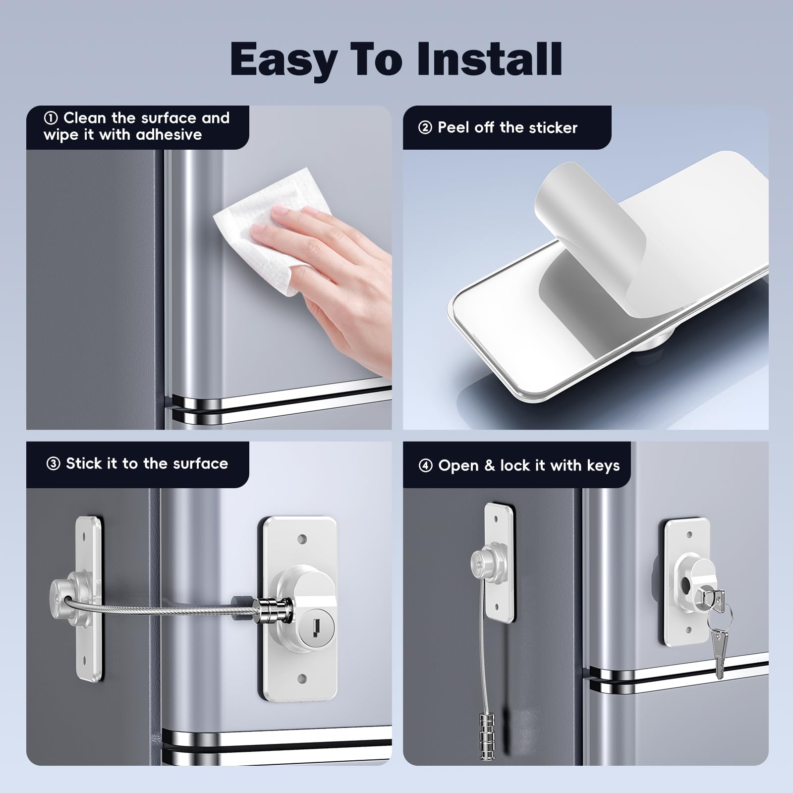 WILNIRY door lock close-up reveals strong adhesive backing.