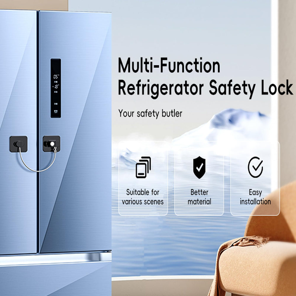 WILNIRY multifunction refrigerator lock closeup shows versatile use on cabinets