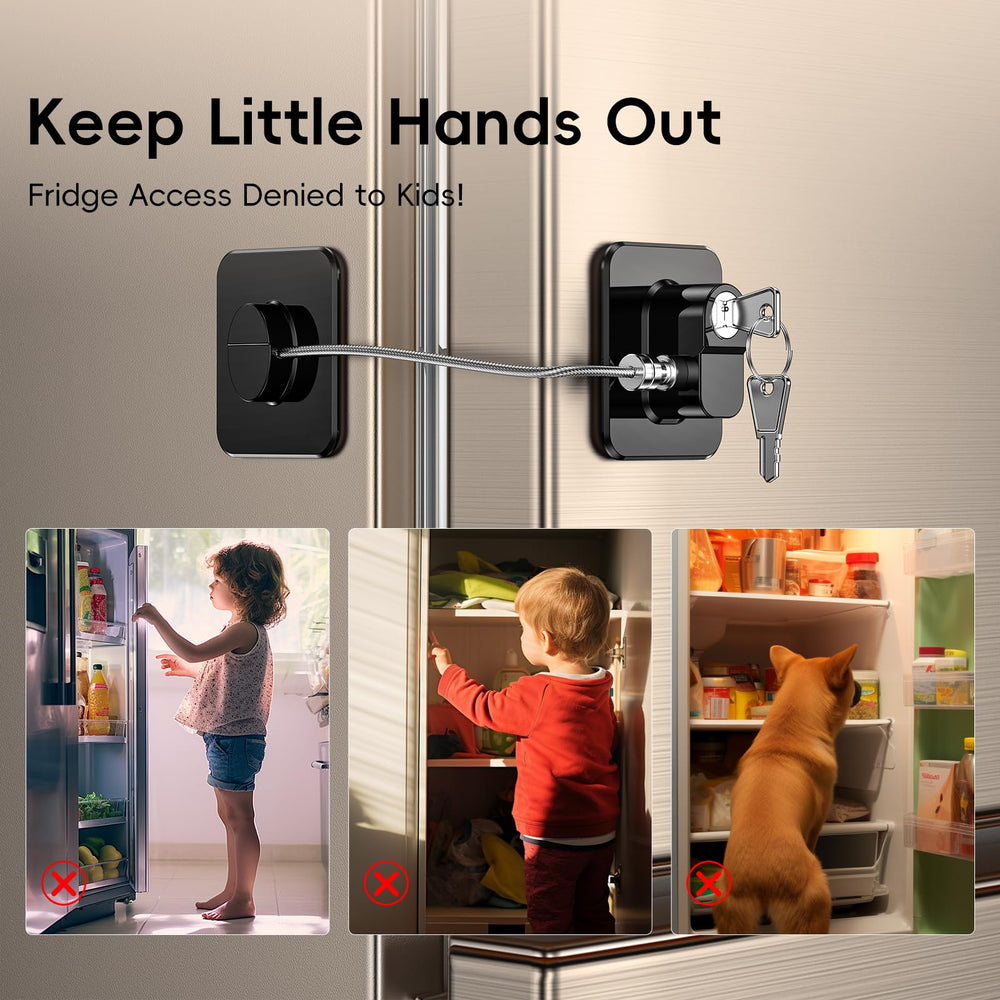 WILNIRY no-tools adhesive fridge lock on clean surface provides quick child safety