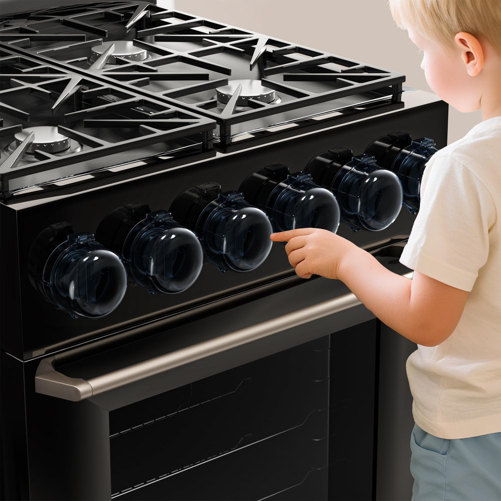 WILNIRY universal-fit knob covers on different stove knobs for easy safety