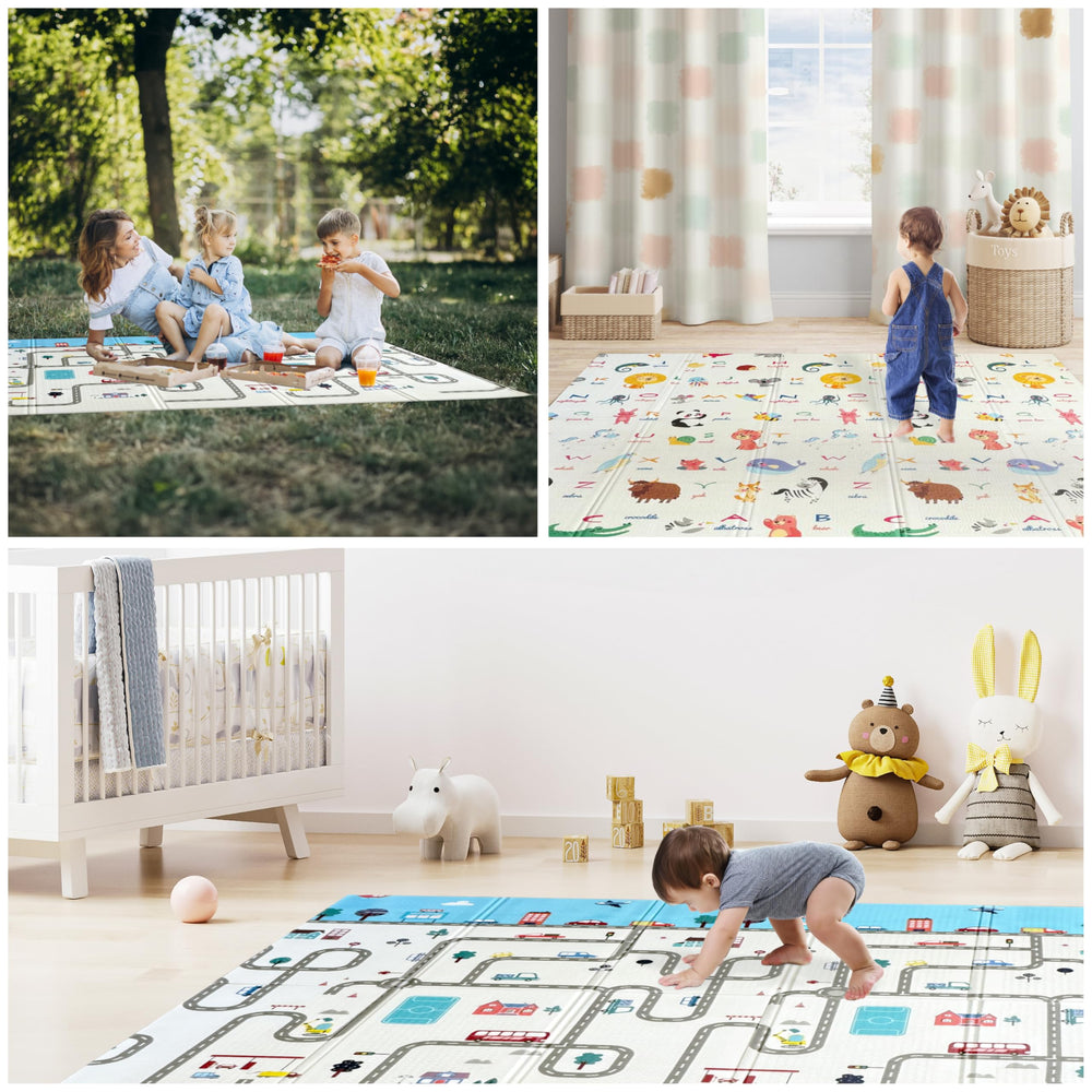 Wiltology playmat 79x71 size image communicates extra-large play space.