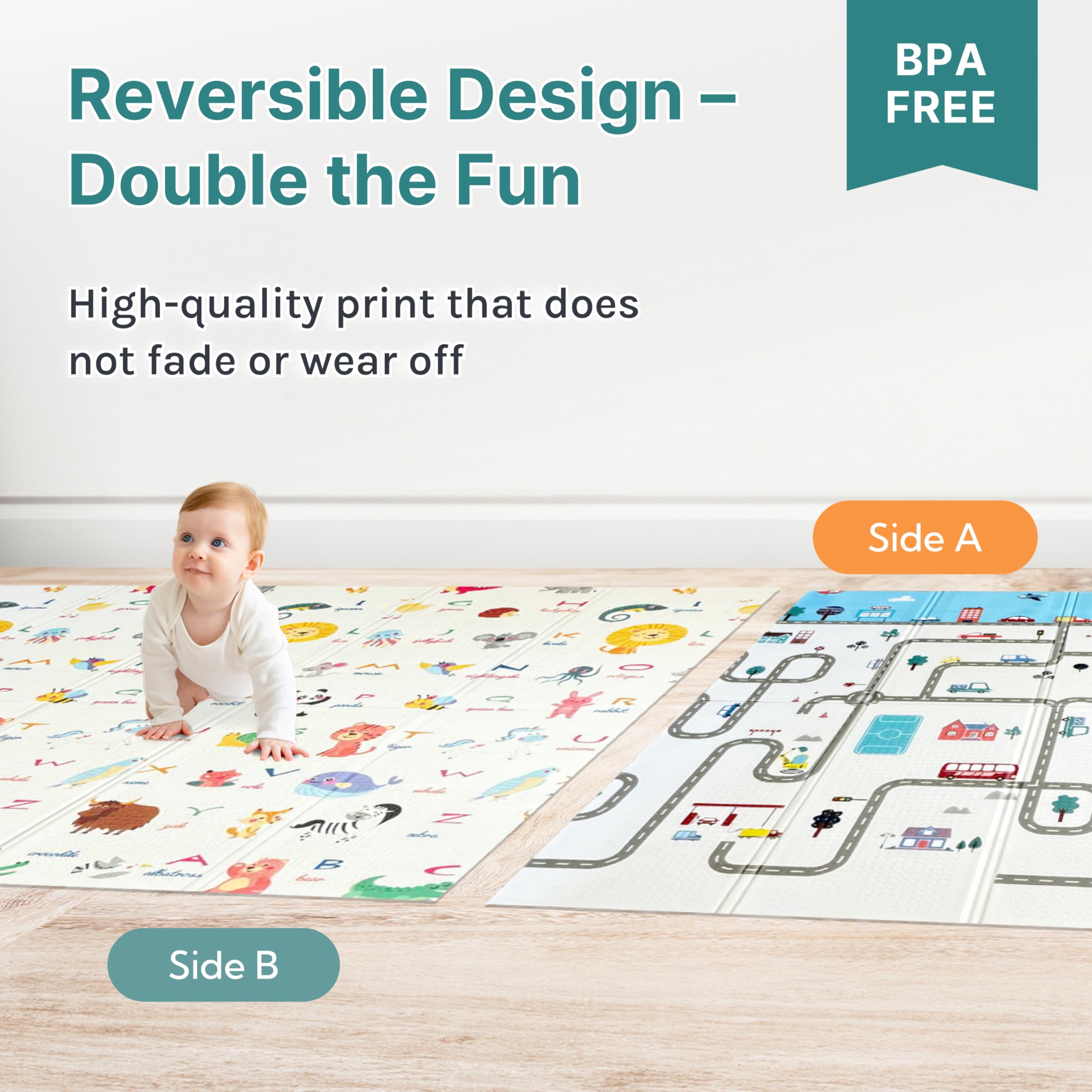 Wiltology playmat waterproof-surface demonstrating easy wipe-clean care after spills