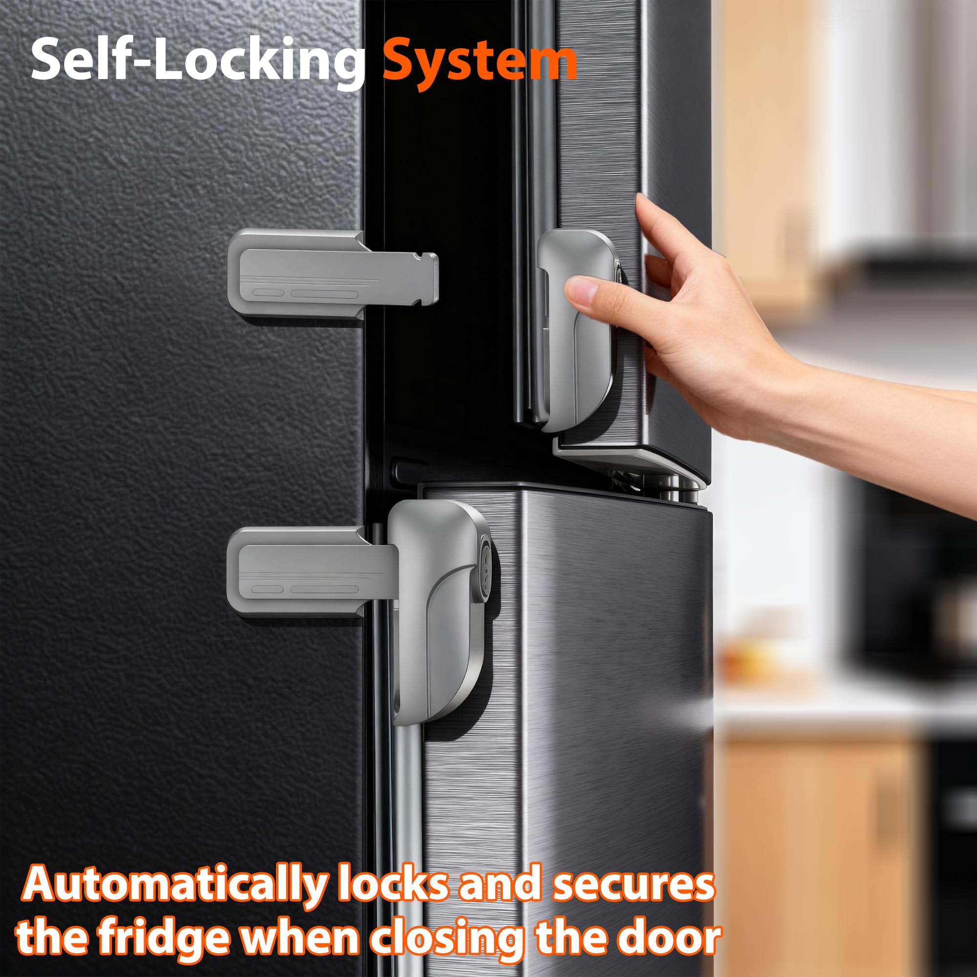 WILZEIMY fridge lock automatically secures the door when closed.