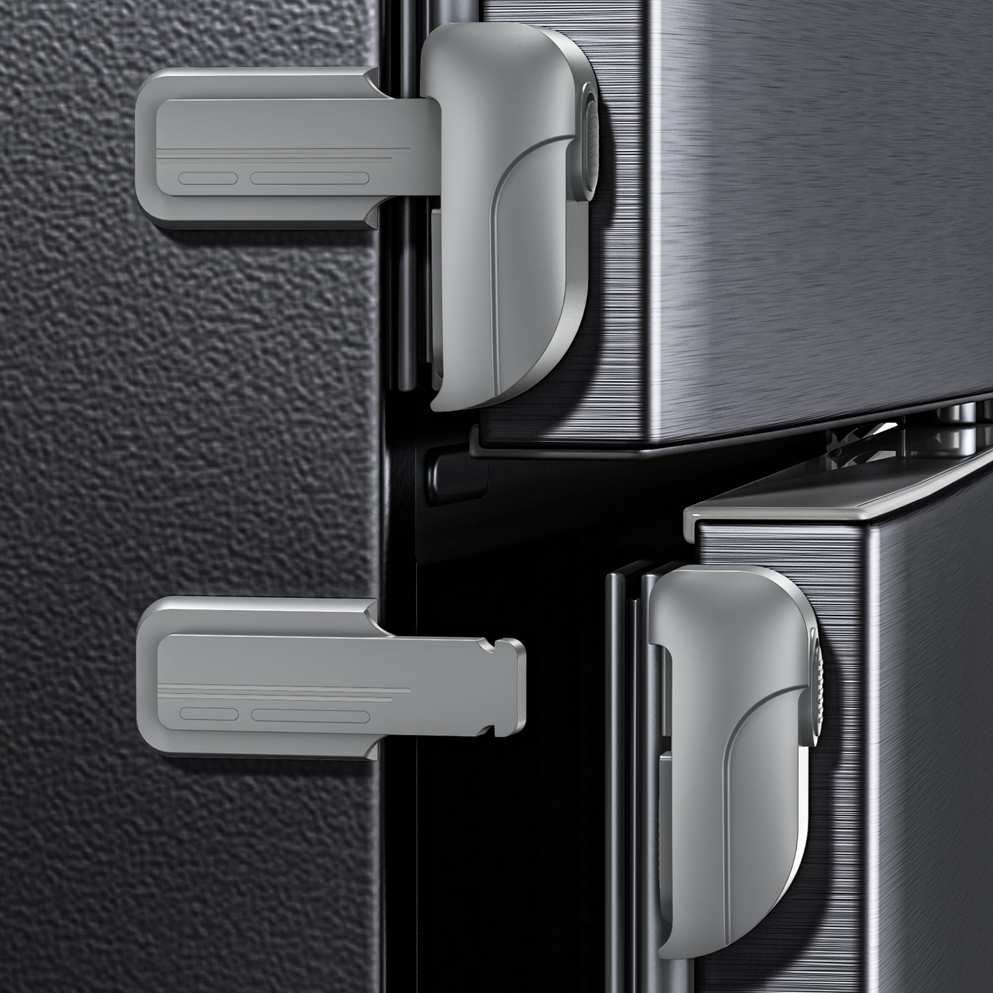 WILZEIMY fridge lock two-buttons release secures door easily for adults.