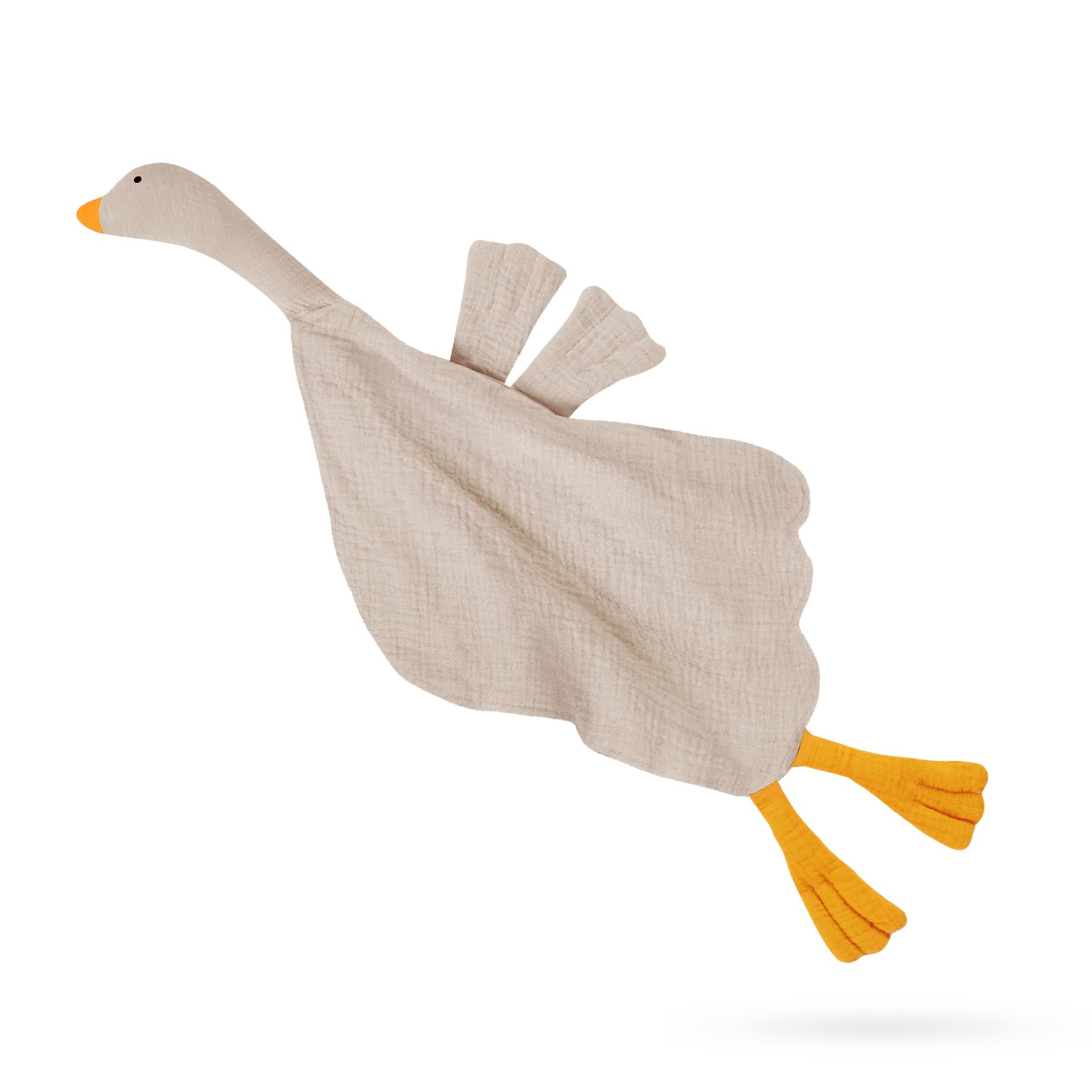 Wimist goose lovey closeup shows soft muslin fabric soothing newborns
