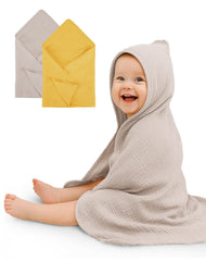 Wimist Hooded Baby Towels soft muslin close-up for gentle newborn drying.