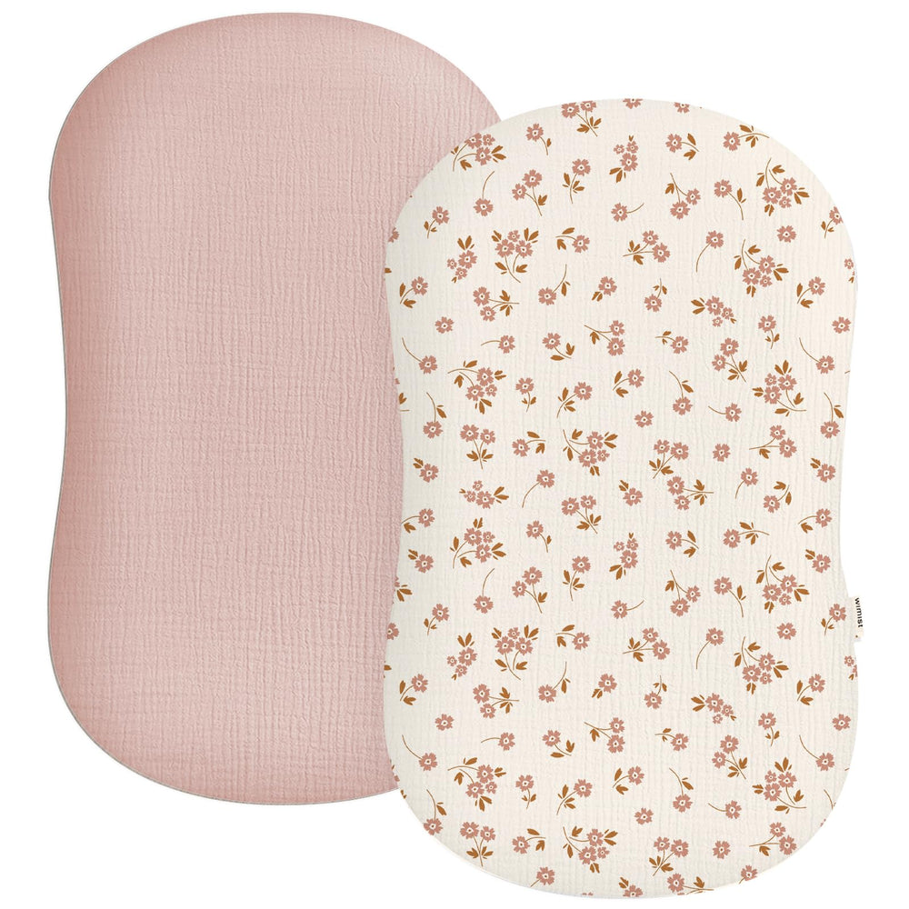 Wimist Muslin Baby Lounger Cover 2Pack front view shows soft, breathable fabric for newborn comfort.