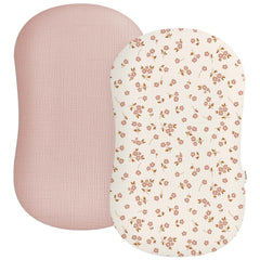 Wimist Muslin Baby Lounger Cover 2Pack front view shows soft, breathable fabric for newborn comfort.