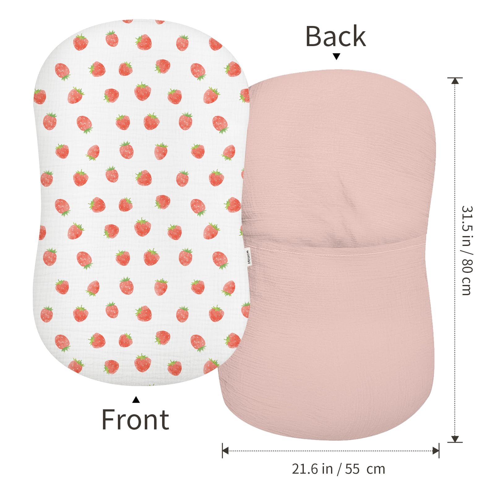 Wimist muslin baby lounger cover close-up texture shows soft cotton weave for cozy naps.