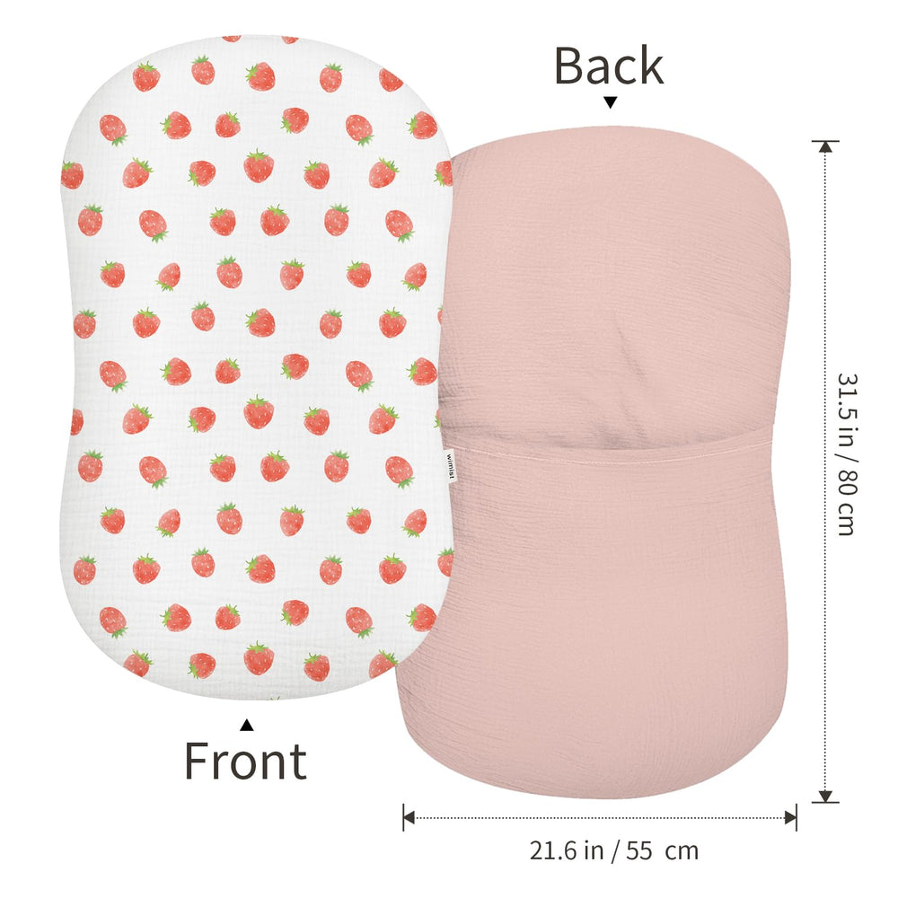 Wimist muslin baby lounger cover close-up texture shows soft cotton weave for cozy naps.
