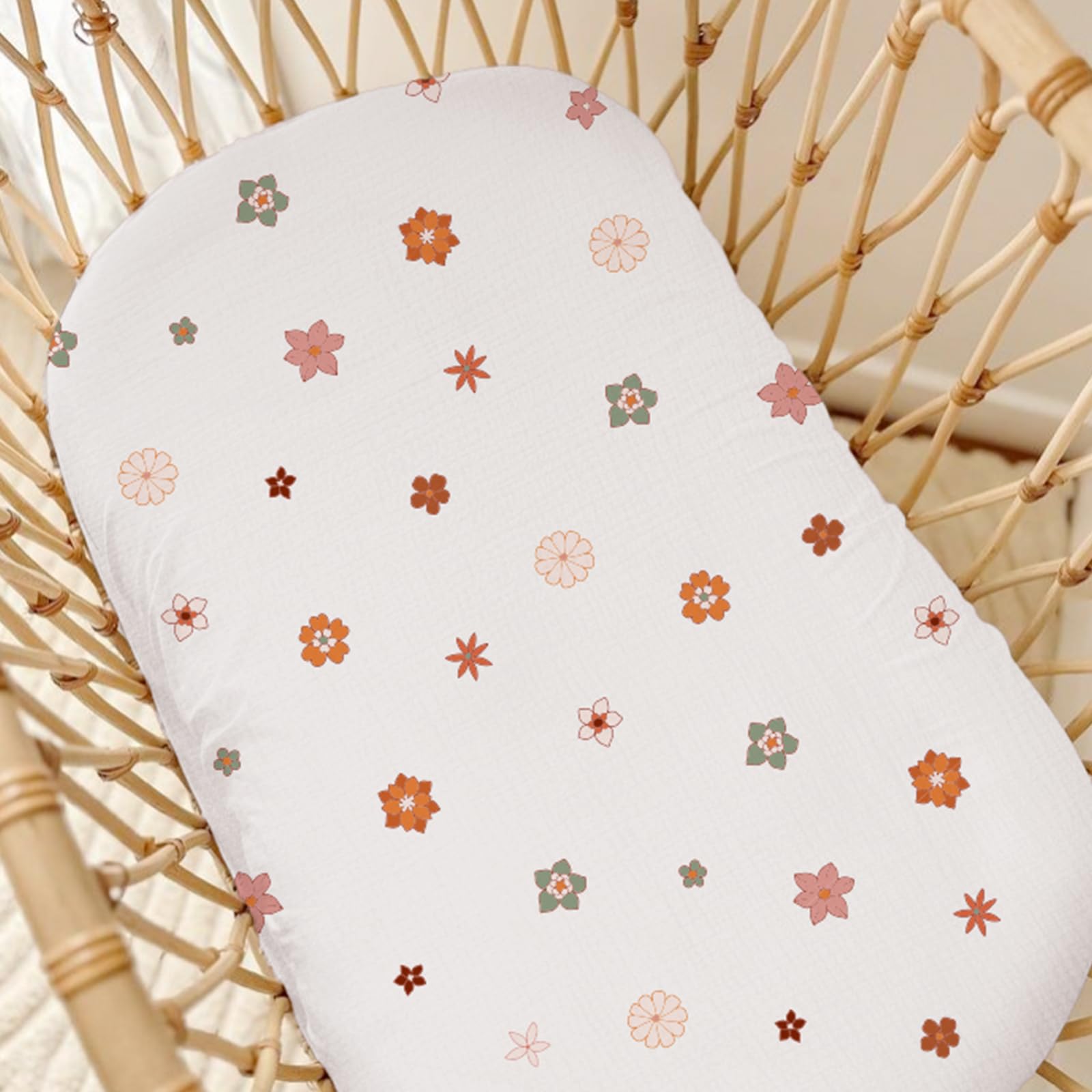 Wimist Muslin Baby Lounger Cover Flower-B on a lounger showing breathable fabric