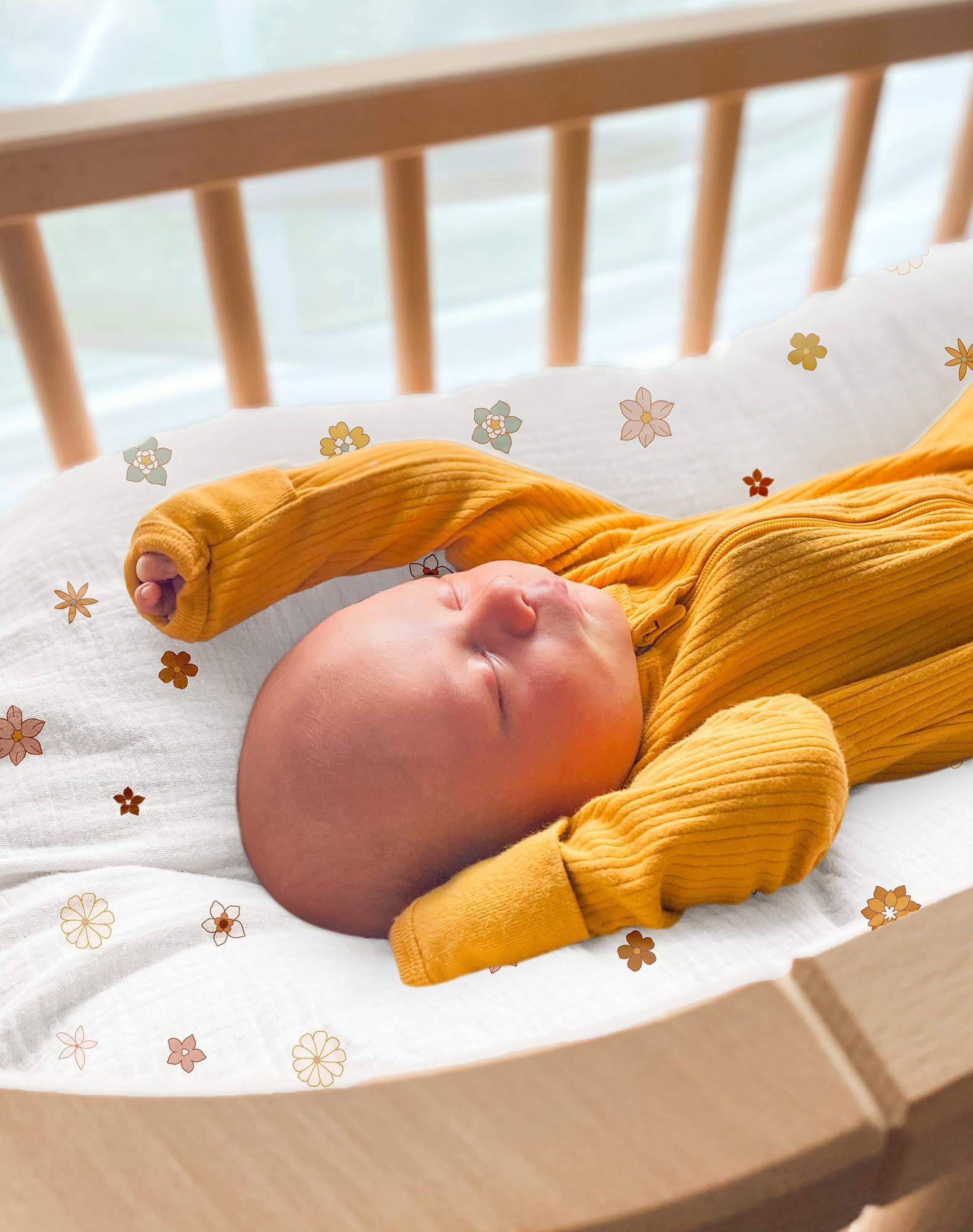 Wimist Muslin Baby Lounger Cover Flower-B soft cotton texture detail