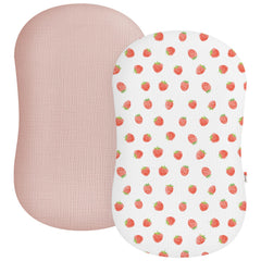 Wimist muslin baby lounger cover strawberry pattern for soft, gentle skin comfort.