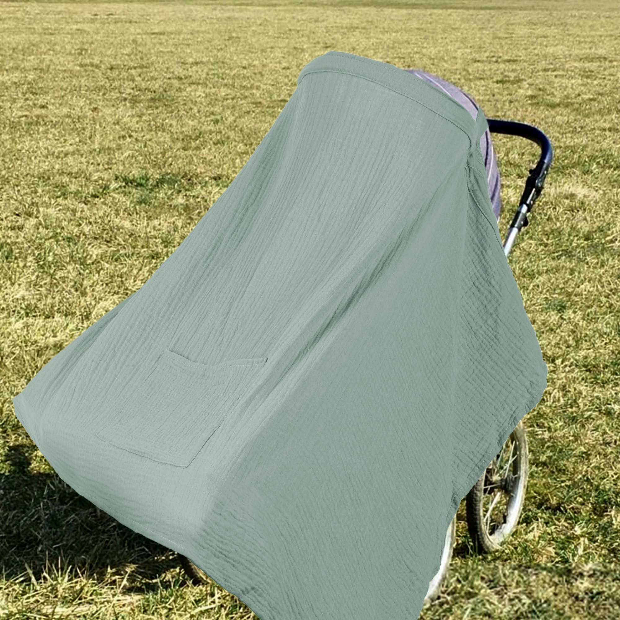 Wimist muslin nursing cover sage color options show stylish, practical wardrobe accessory.