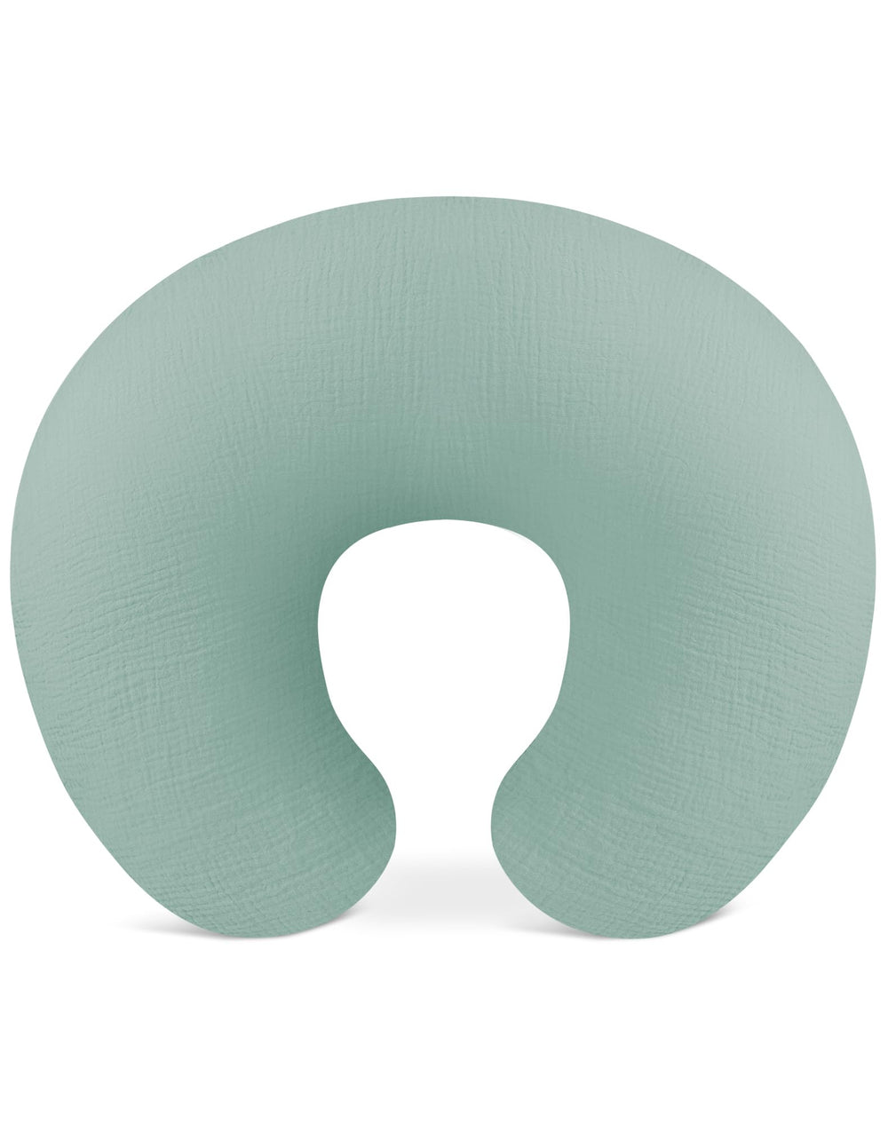 Wimist nursing pillow cover sage fabric closeup shows soft breathable muslin for gentle feeds