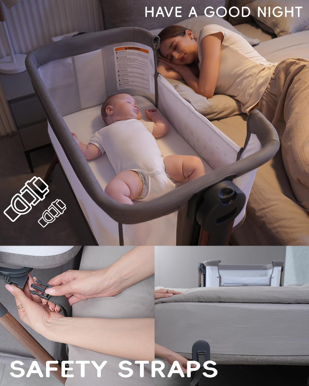 Winchild bassinet assembly shows tool-free setup for quick use