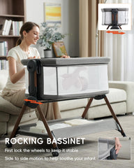 Winchild baby bassinet height adjustable frame fits most beds comfortably