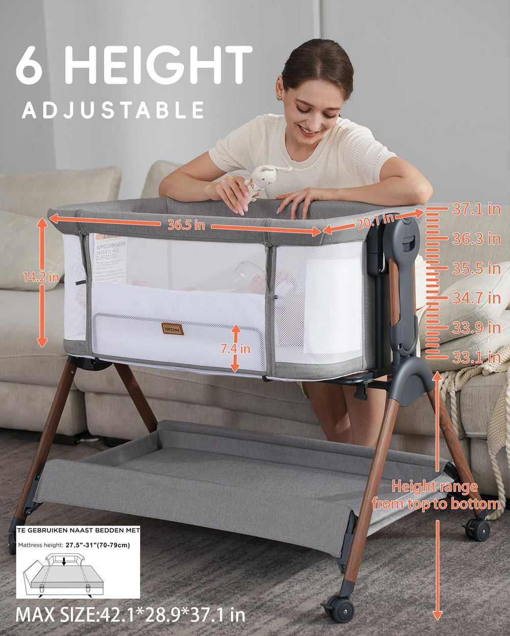 Winchild bassinet incline mode supports gentle positioning after feeding
