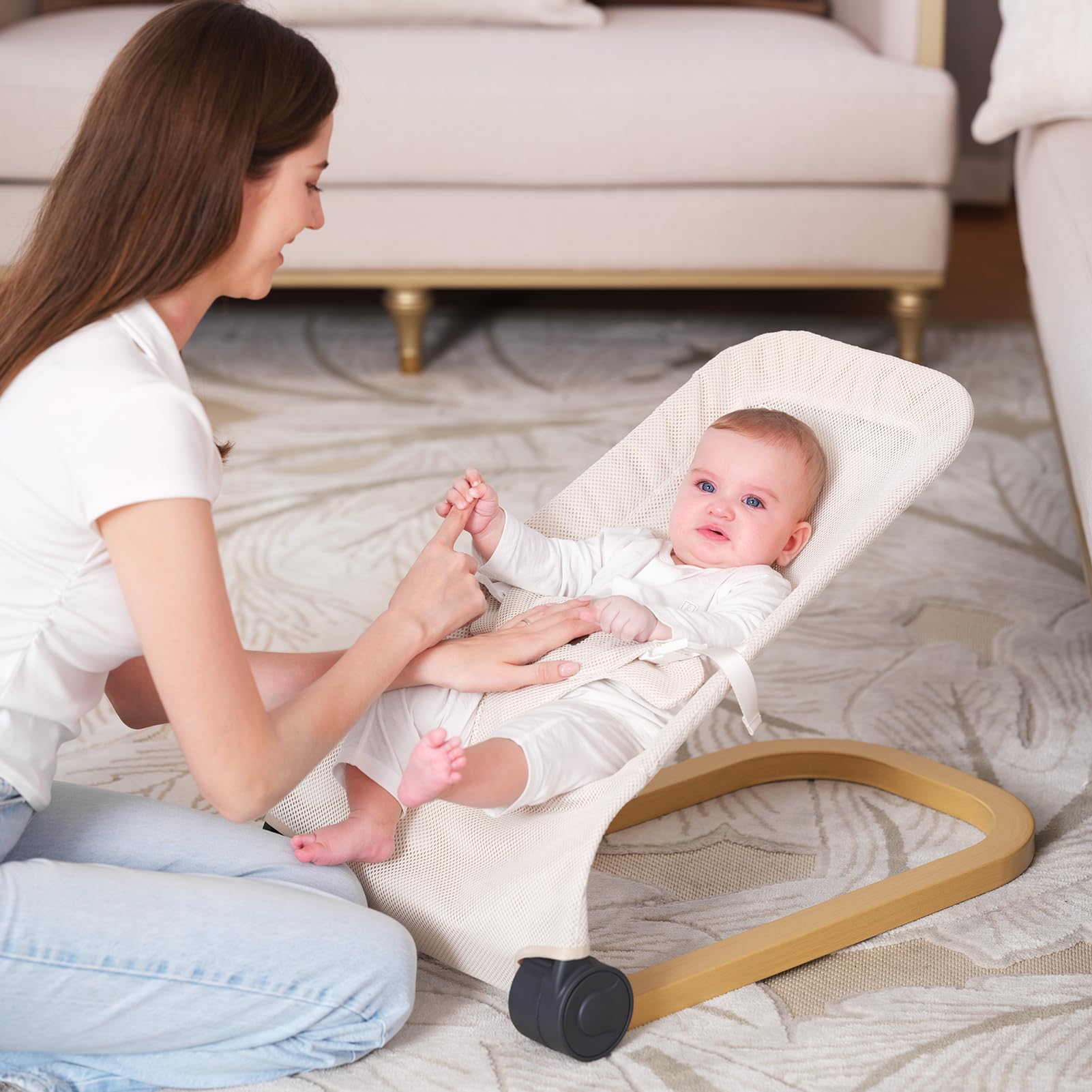 Winchild Baby Bouncer 3-height adjustments offer flexible seating as baby grows.