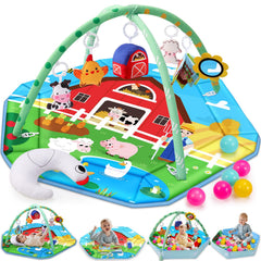 Windidi Farm Animal Baby Gym Mat front view for spacious tummy time and safe play.