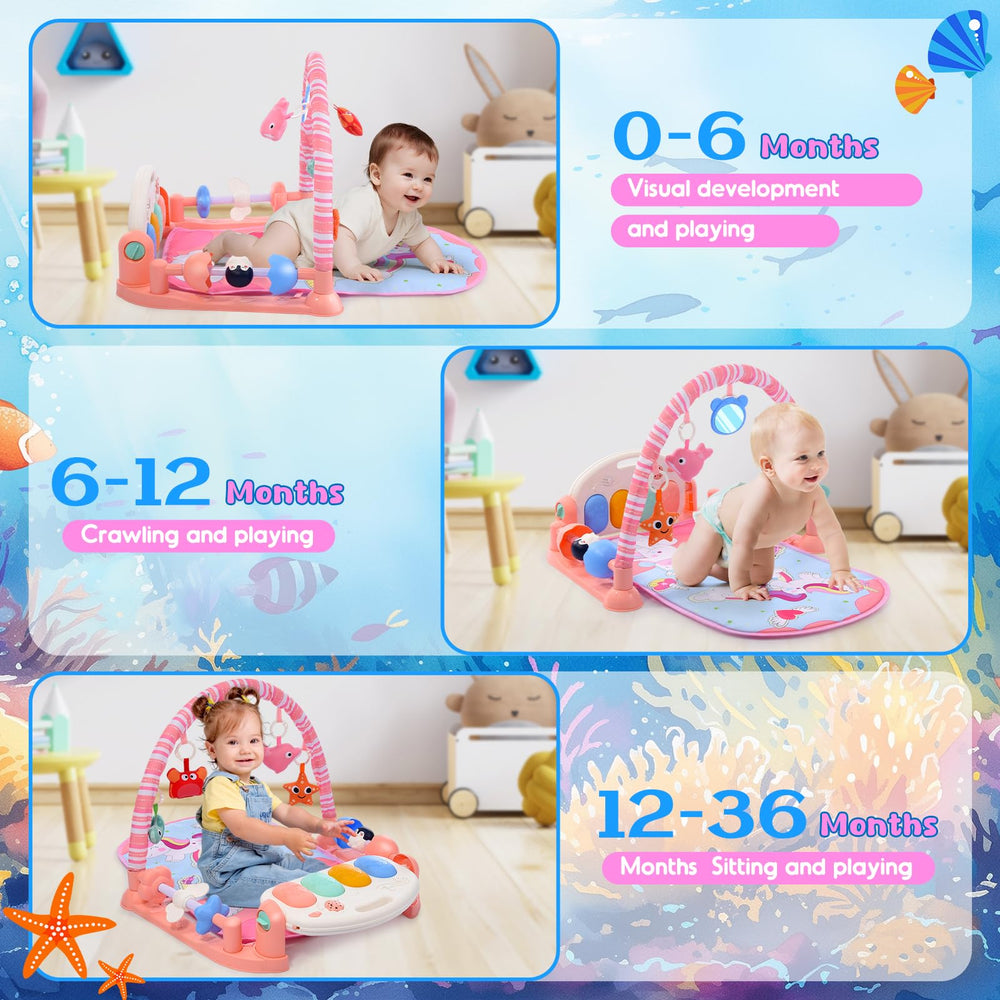 Windidi star projection light and piano keys capture baby's attention for exploration.