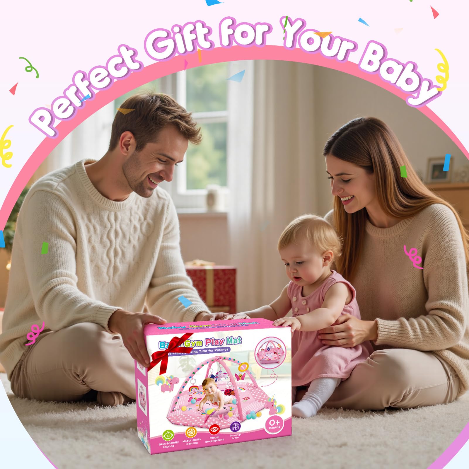 Windidi Unicorn Baby Gym easy to assemble, disassemble, and portable for travel.