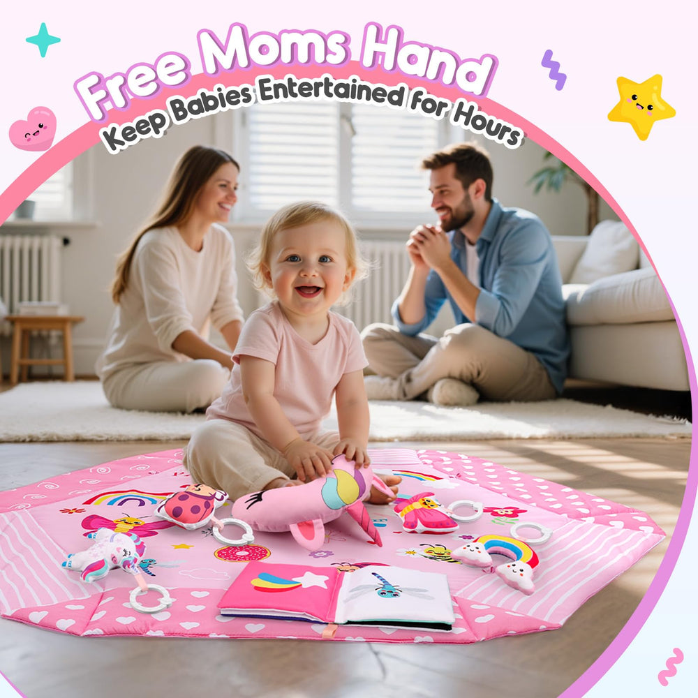 Windidi Unicorn Baby Gym soft cushioned surface promotes comfortable crawling and sitting during play.