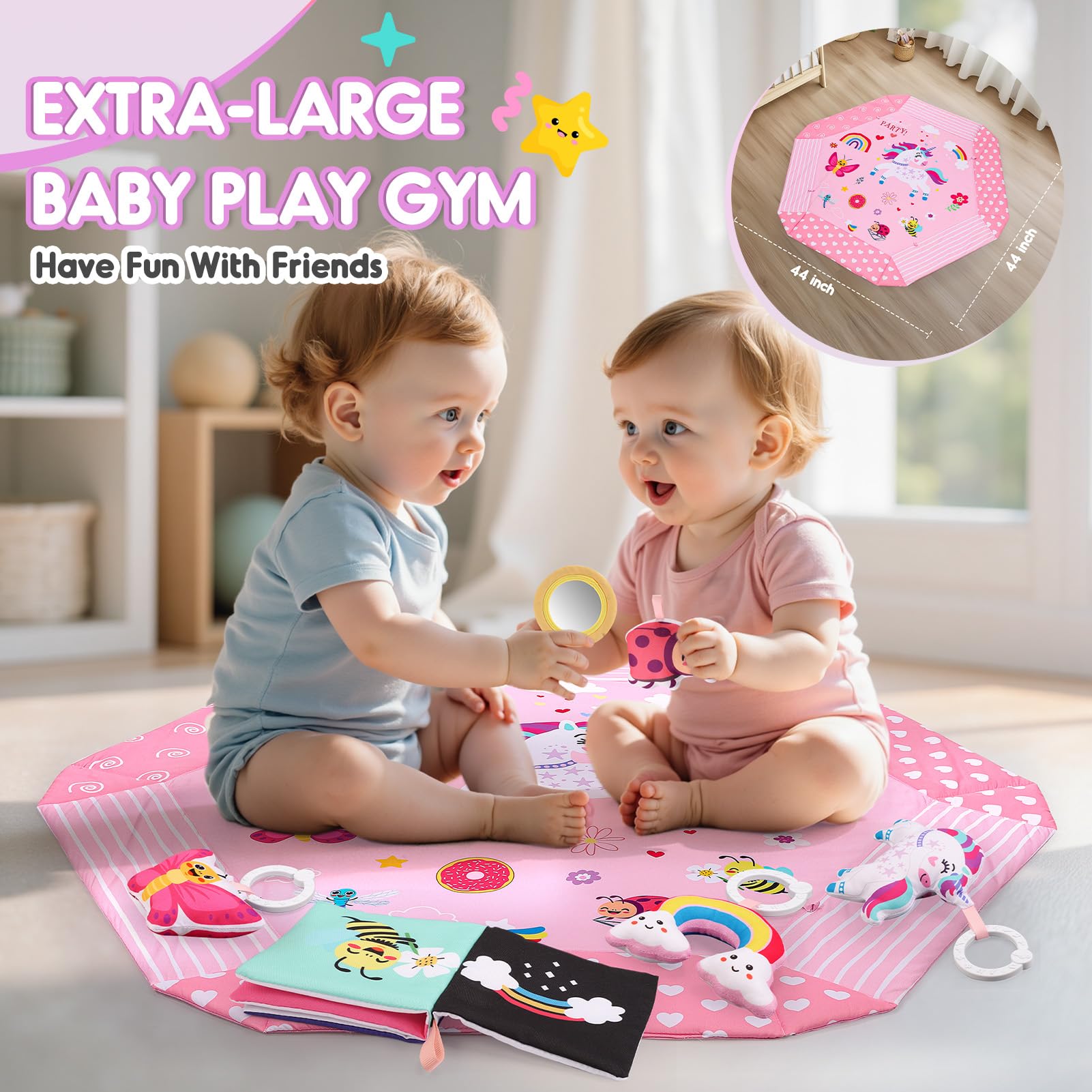 Windidi Unicorn Baby Gym fabric is machine washable for easy cleanup after messier playtimes.