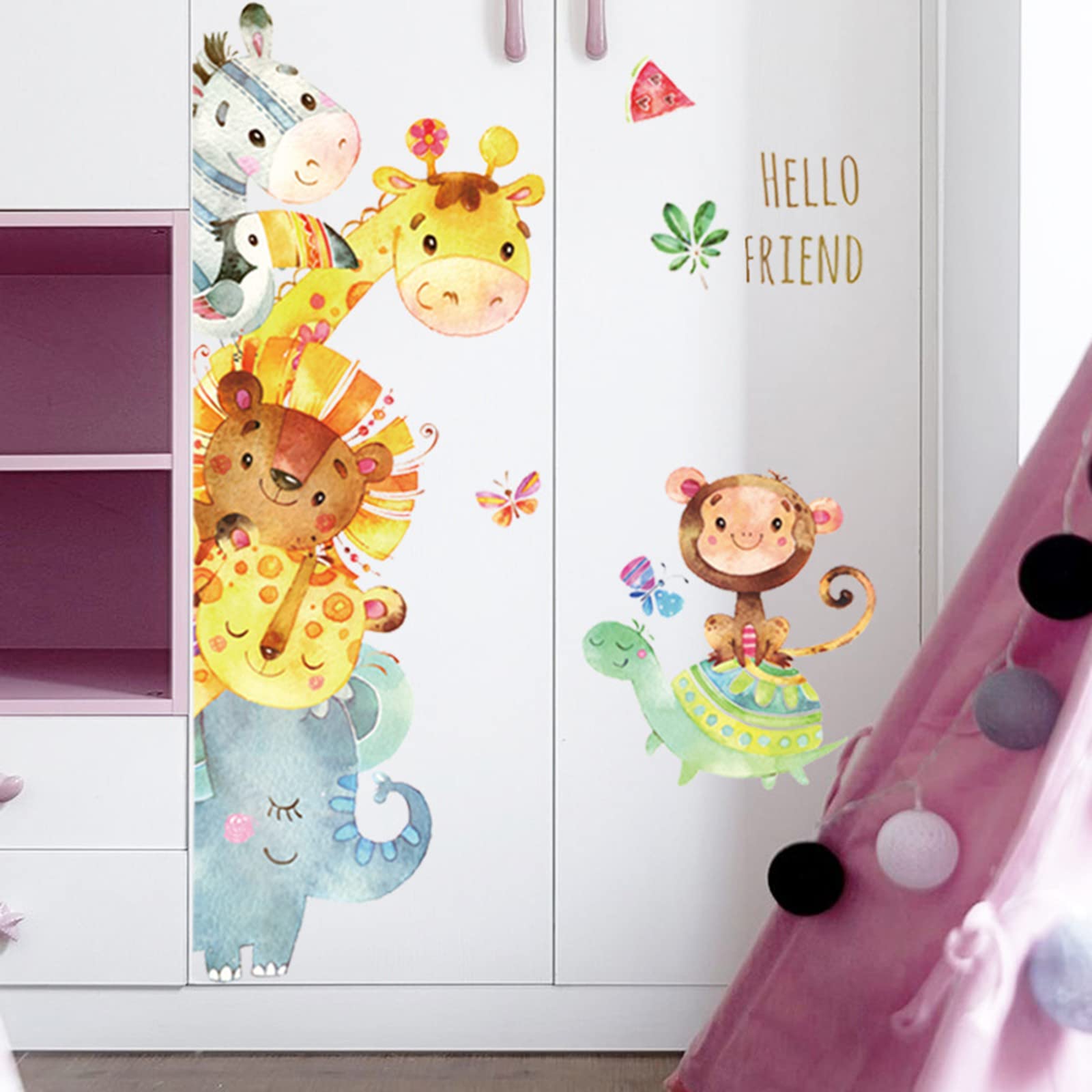 WINDVALE Jungle Animal Wall Decals elephant creates a cozy, story-friendly nursery mural