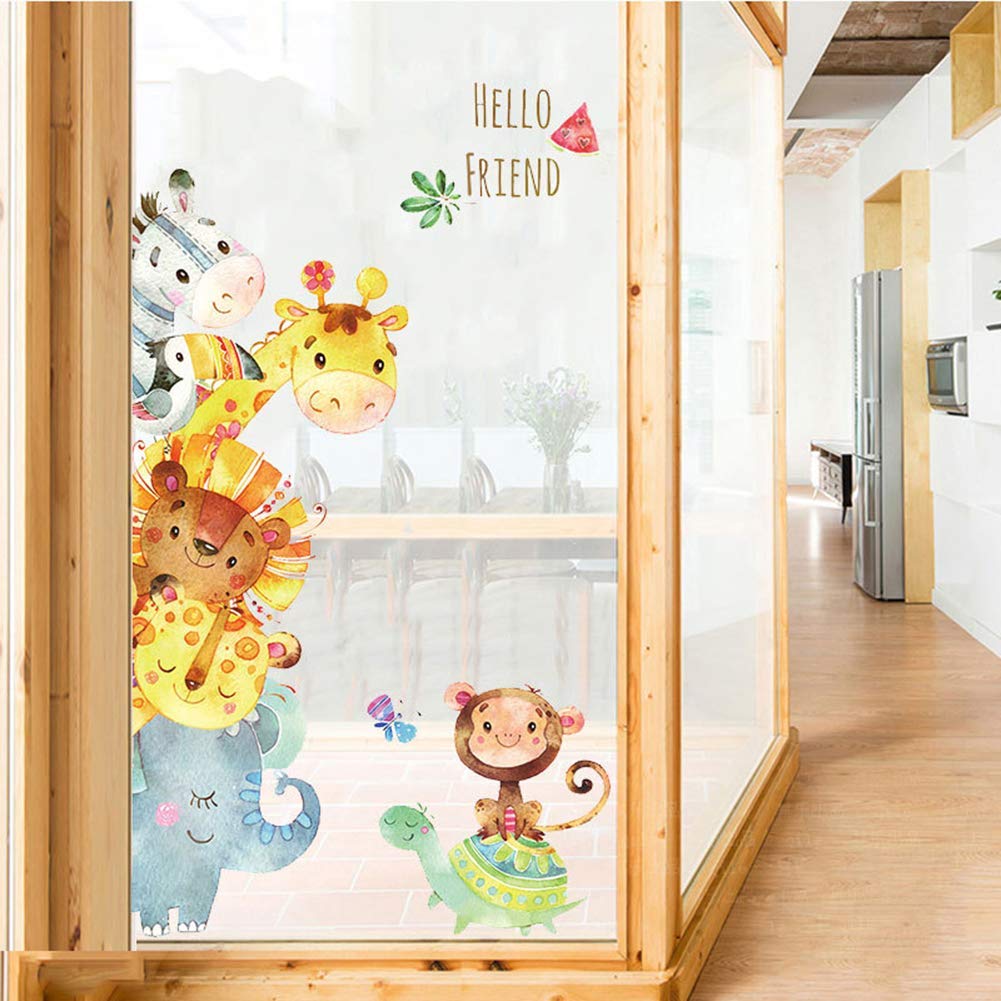 WINDVALE Jungle Animal Wall Decals jungle-scene brings vibrant colors to classrooms and play areas