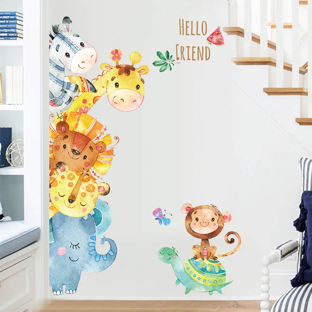 WINDVALE Jungle Animal Wall Decals tree-leaves detail enhances focal points for wall art