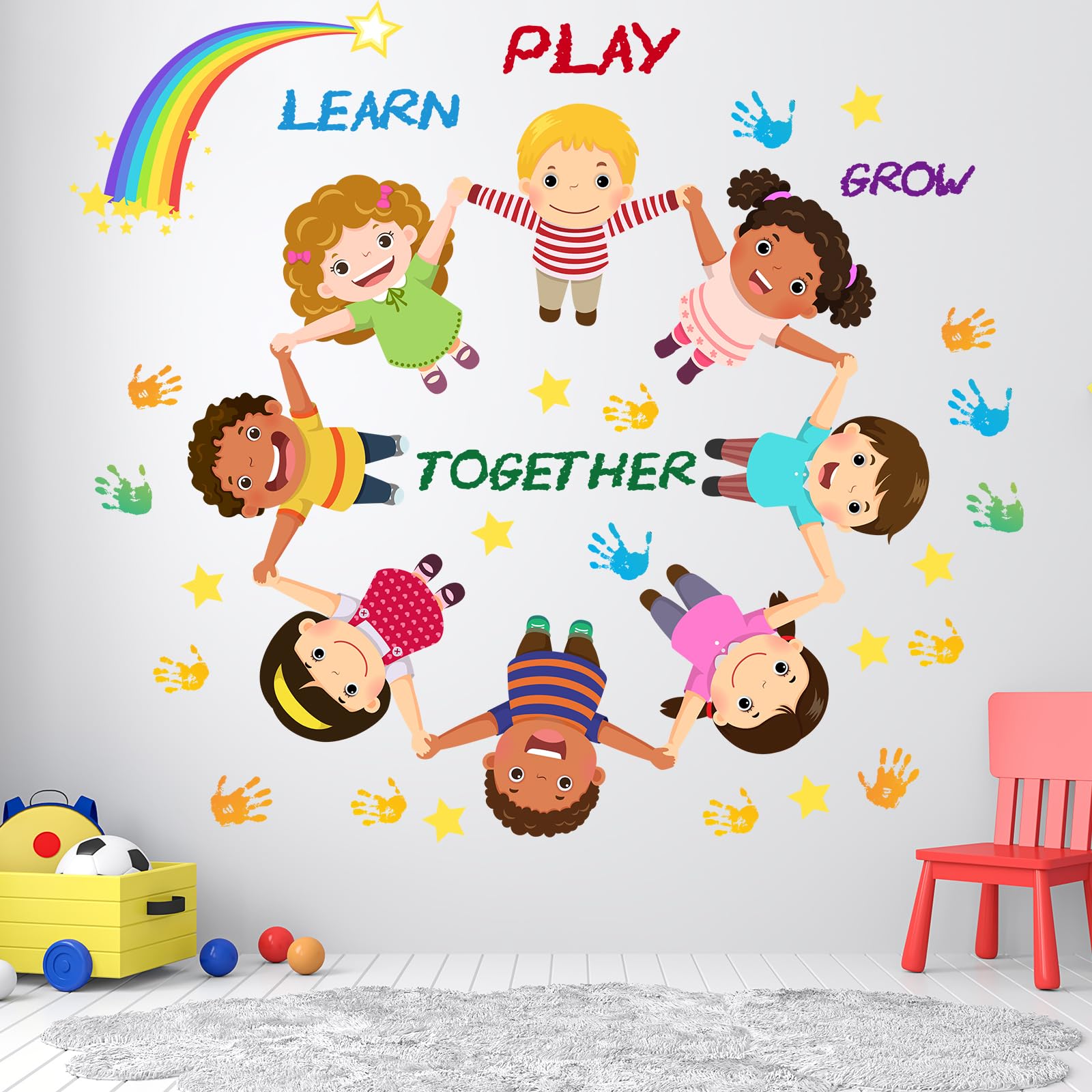 Windvale Kids Wall Decals rainbow design brightens spaces and supports colorful learning in classrooms and playrooms.