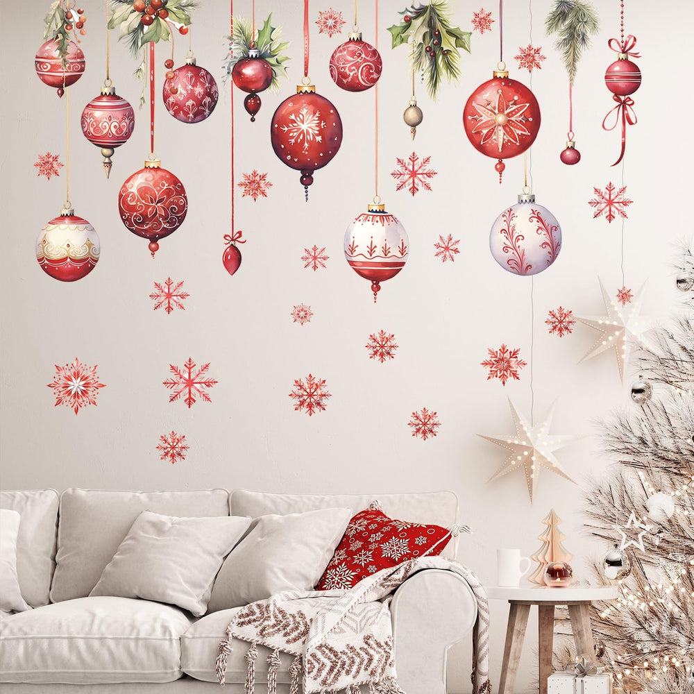 Windvale Merry Christmas wall decals with snowflakes create festive ambiance in any room.