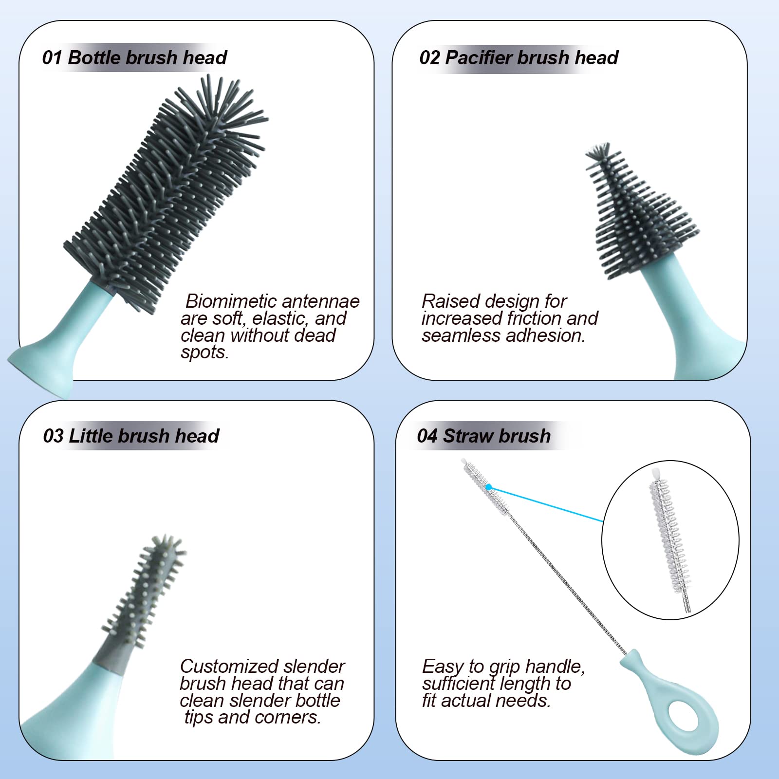 Winforhour bottle brush 360-rotation cleans corners thoroughly