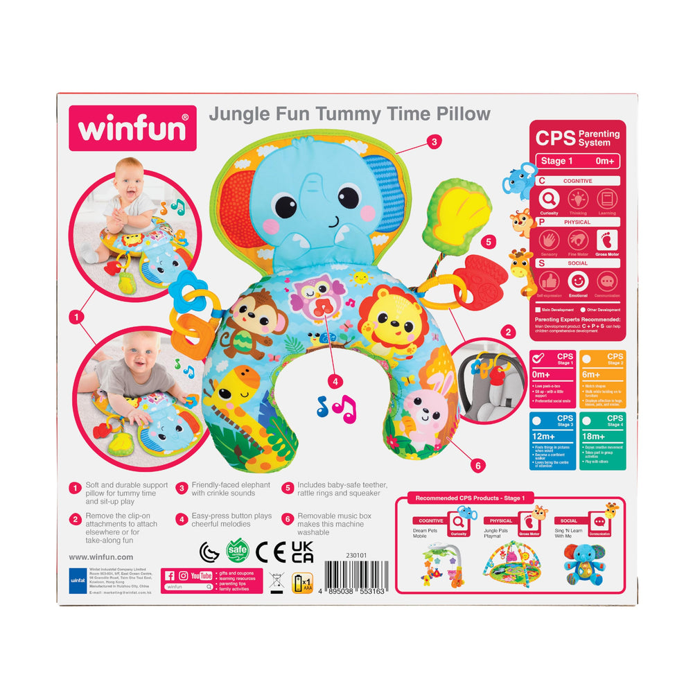 Winfun Jungle Fun tummy time pillow removable cover enables easy washing and care