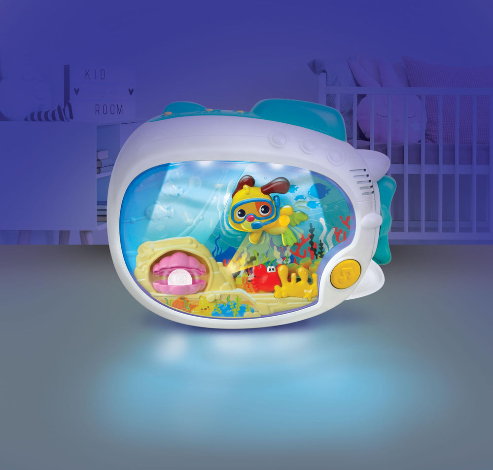 Winfun visual-sea-creatures displays enchant baby with soothing nighttime scenery visuals.