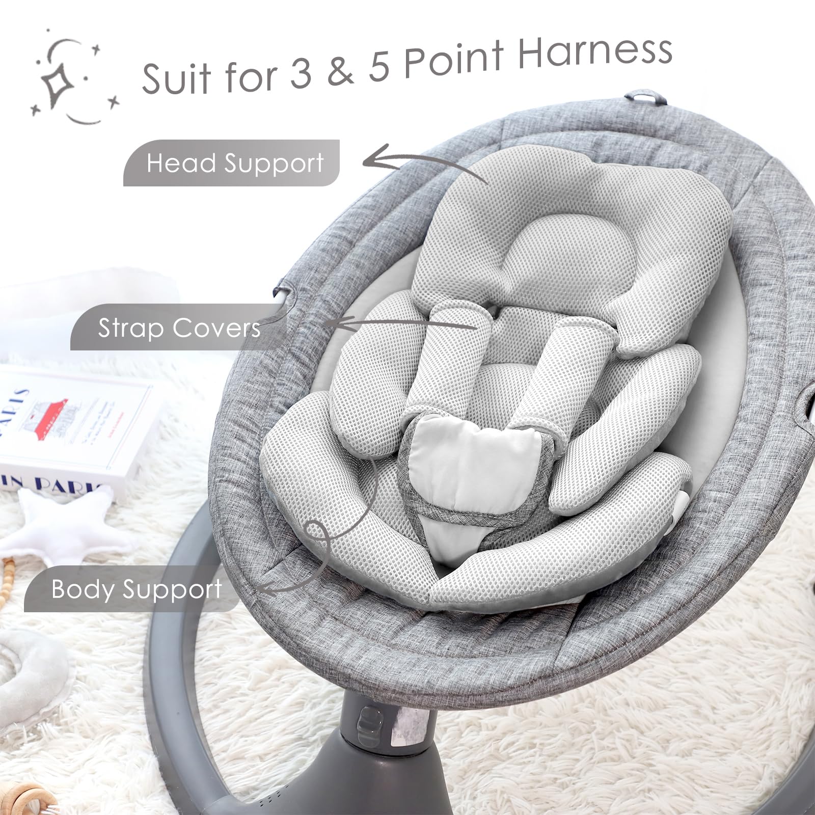 Winghenlee infant insert easy care with machine washable fabric gentle cycle low tumble dry.